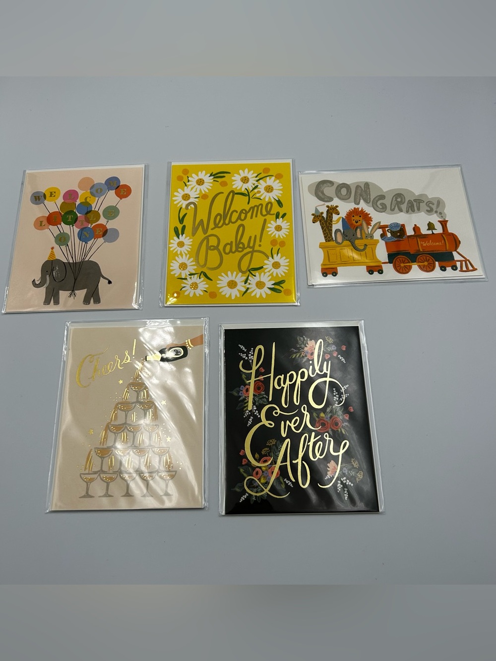 Rifle Paper Co. Greeting Cards & Envelopes NEW Lot of 5 Wedding Baby Congrats